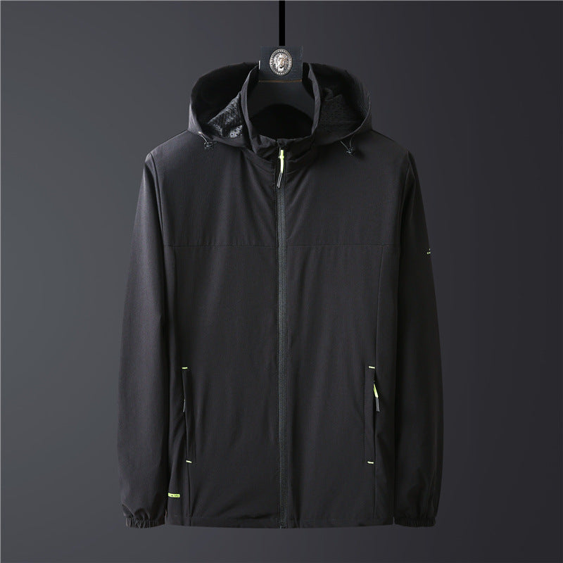 Men's Lightweight Softshell Jacket with Hood, Windproof and Breathable Mune Fashion