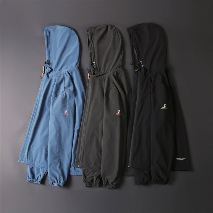 Men's ultralight breathable softshell functional jacket with hood and elastic cuffs Mune Fashion