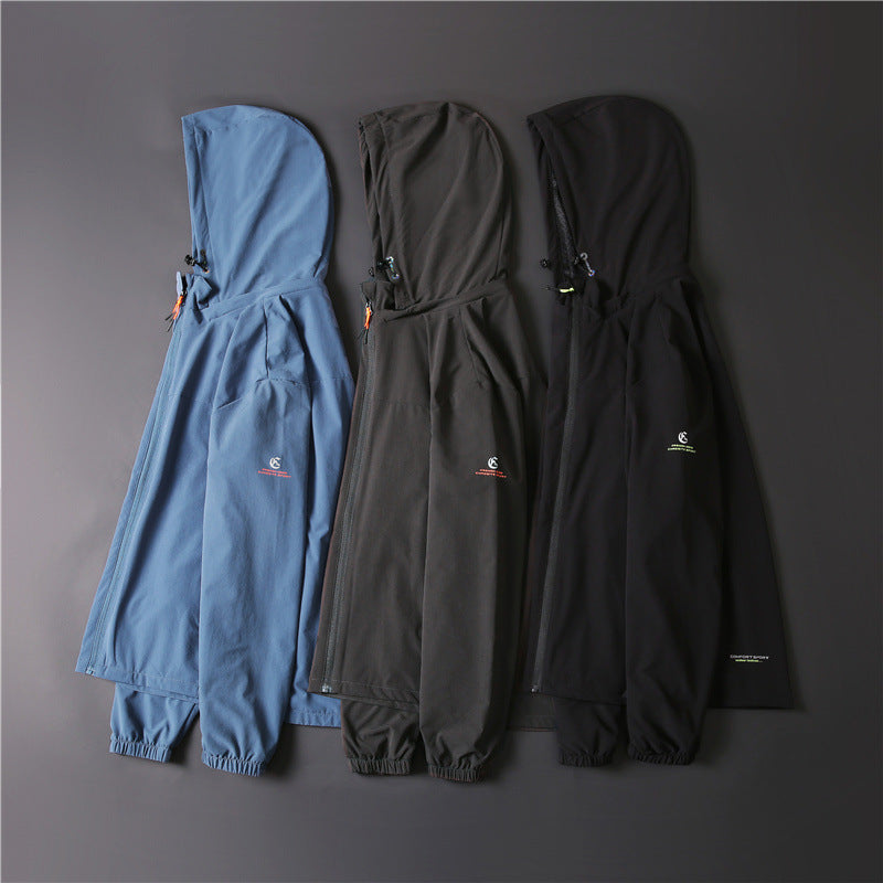 Men's Lightweight Softshell Jacket with Hood, Windproof and Breathable Mune Fashion