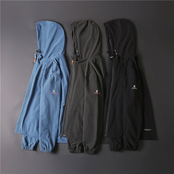 Men's Lightweight Softshell Jacket with Hood, Windproof and Breathable Mune Fashion