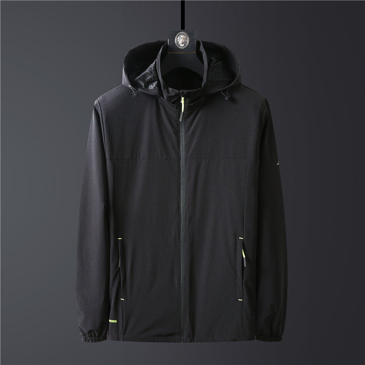 Men's ultralight breathable softshell functional jacket with hood and elastic cuffs Mune Fashion