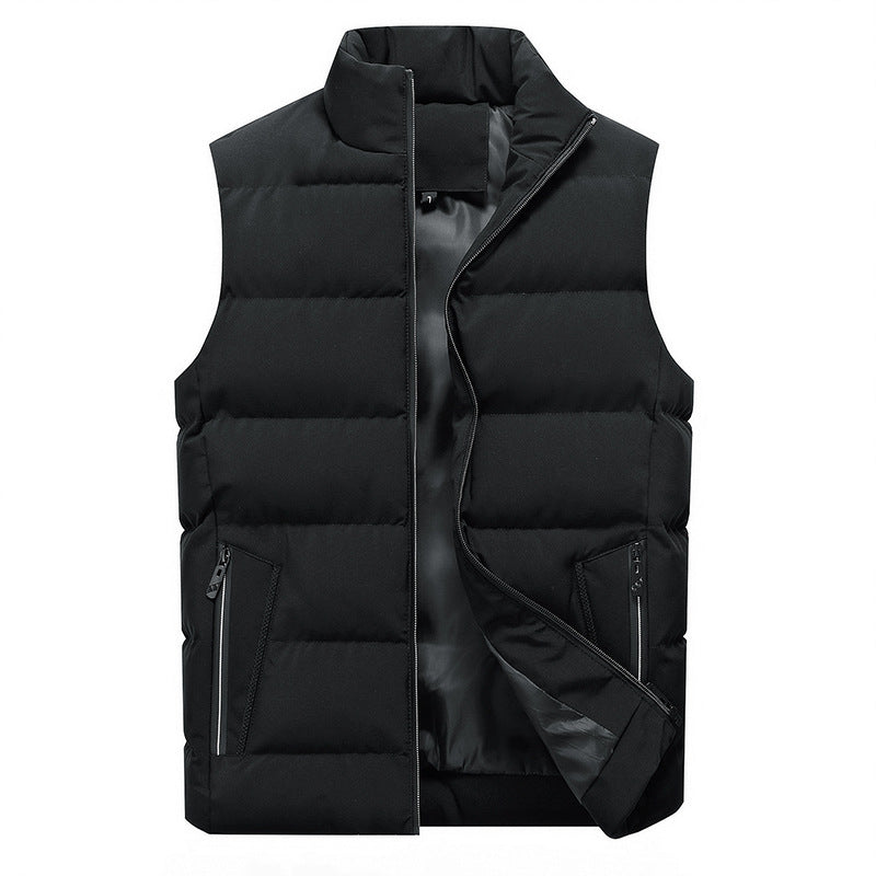 Men's Padded Quilted Vest with High Collar and Zipper Pockets Mune Fashion
