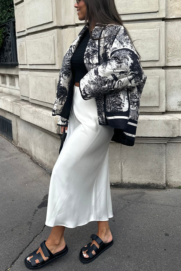 Mune | Songs Porcelain Ink Printed Bag Quilted Cotton Kimono Jacket