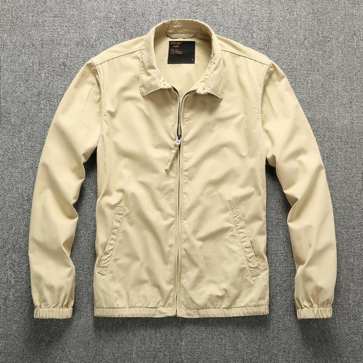 Men's Lightweight Harrington Jacket with Zipper, Stand Collar and Elastic Cuffs Mune Fashion