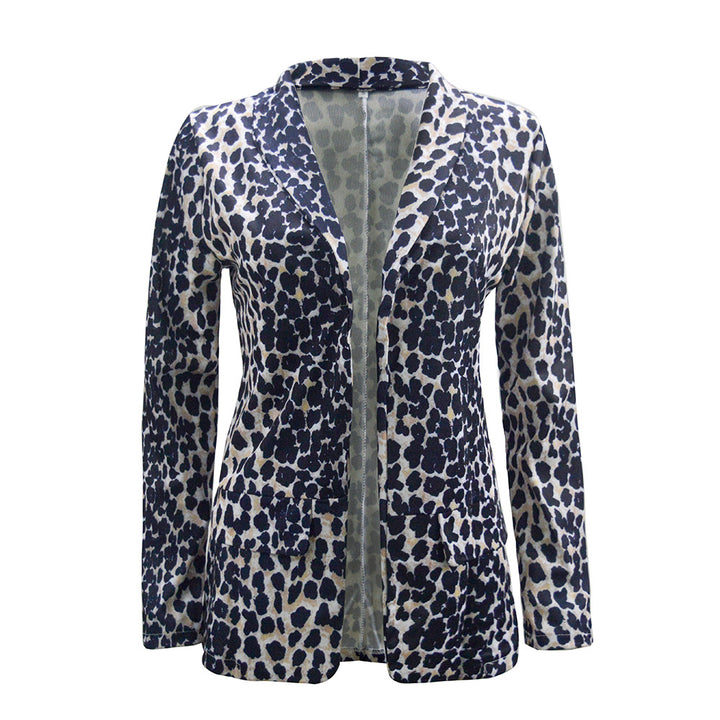 Women's Lightweight Long Blazer with Snake Print, Open Front and Patch Pockets Mune Fashion