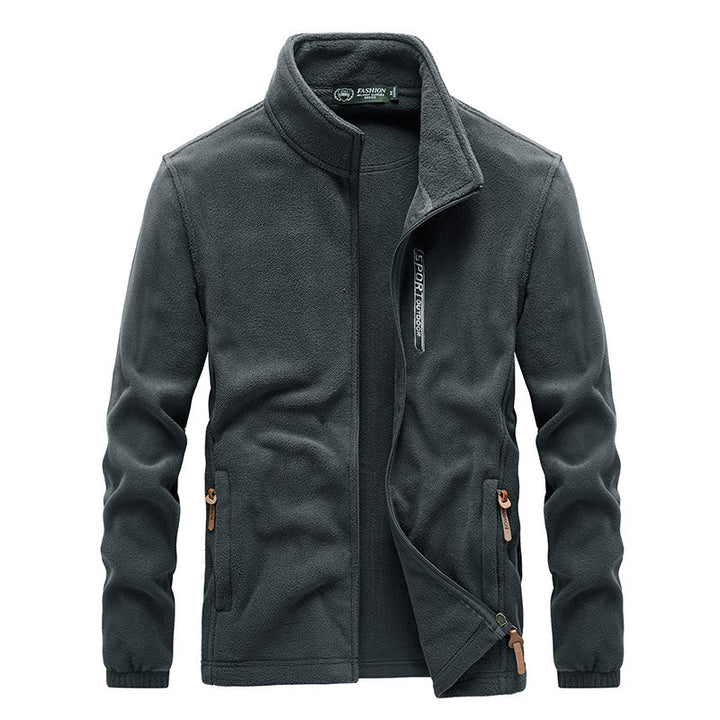Men's fleece jacket with Sherpa lining, stand-up collar, and two-way zipper Mune Fashion