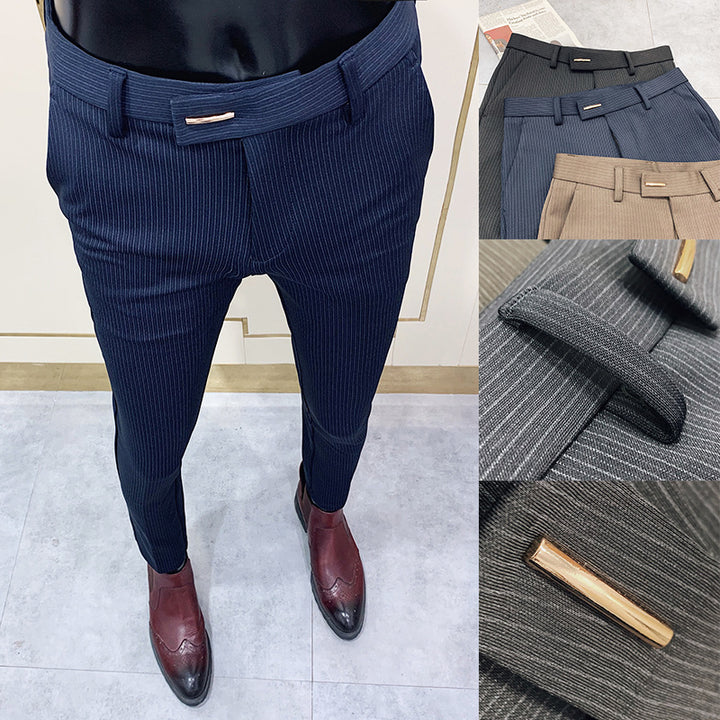 Men's narrow cut pinstripe suit trousers with a slim tapering leg Mune Fashion
