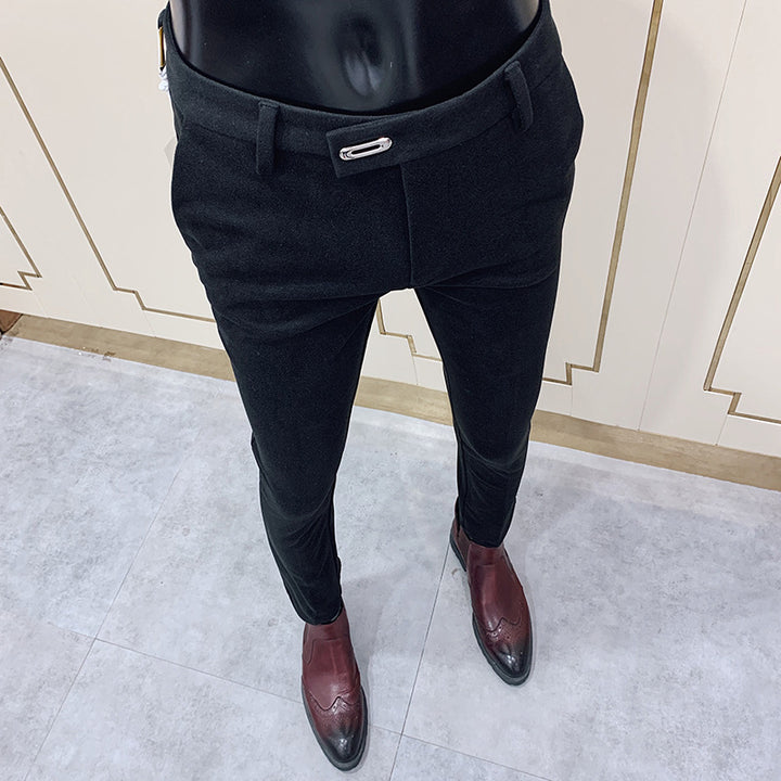 Men's tapered business trousers with elastic waistband, concealed closure, and slim fit Mune Fashion