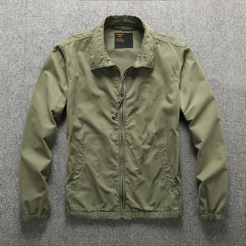 Men's Lightweight Harrington Jacket with Zipper, Stand Collar and Elastic Cuffs Mune Fashion