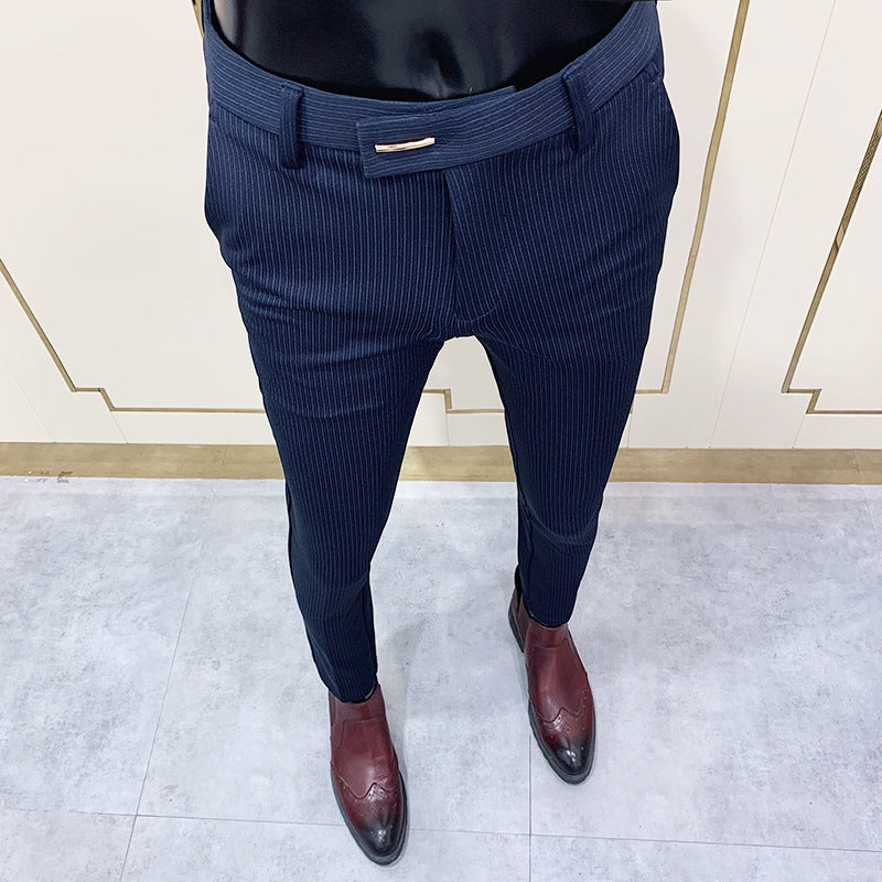 Men's narrow cut pinstripe suit trousers with a slim tapering leg Mune Fashion