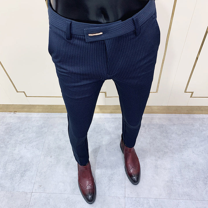 Men's narrow cut pinstripe suit trousers with a slim tapering leg Mune Fashion