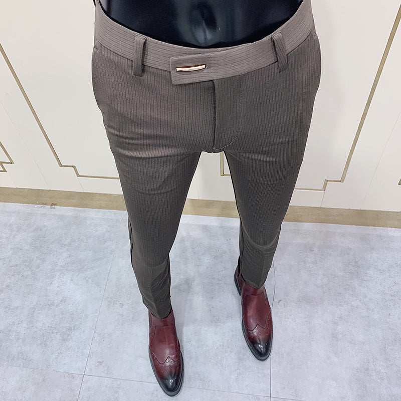 Men's narrow cut pinstripe suit trousers with a slim tapering leg Mune Fashion