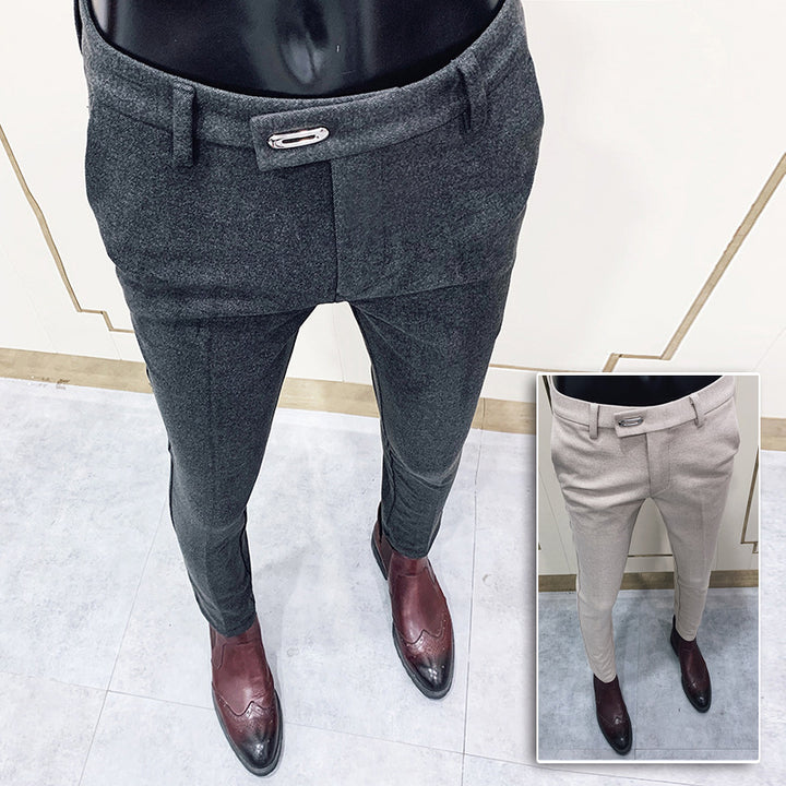 Men's tapered business trousers with elastic waistband, concealed closure, and slim fit Mune Fashion