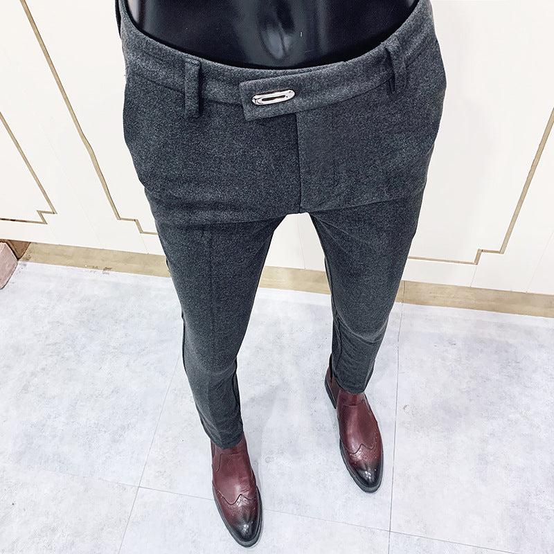 Men's tapered business trousers with elastic waistband, concealed closure, and slim fit Mune Fashion