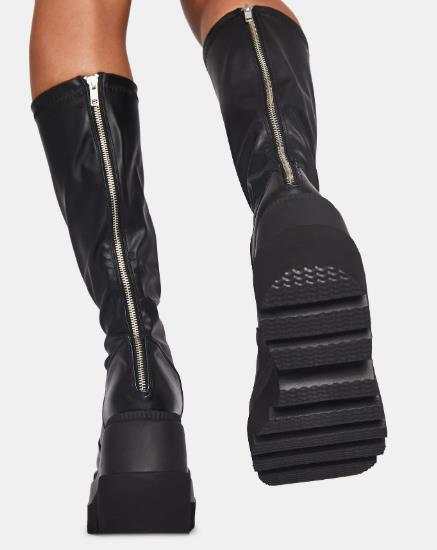 Women's Over-the-Knee Platform Boots with Chunky Lug Sole and Side Zipper Mune Fashion