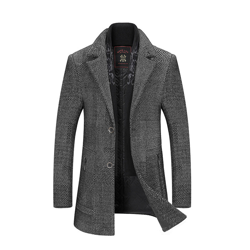 Men's short coat made of wool blend with herringbone texture and quilted inner jacket Mune Fashion