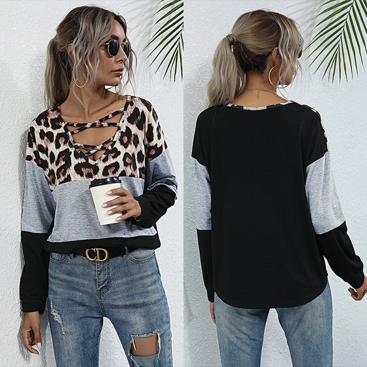 Women’s Sporty Top with Leopard Print Mune Fashion