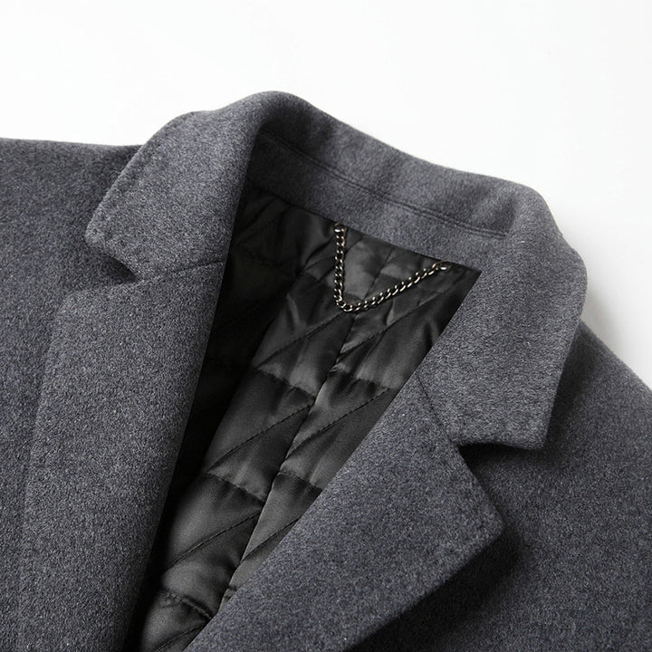 Men's Single-Breasted Wool Blend Overcoat with Quilted Thermal Inner Jacket Mune Fashion