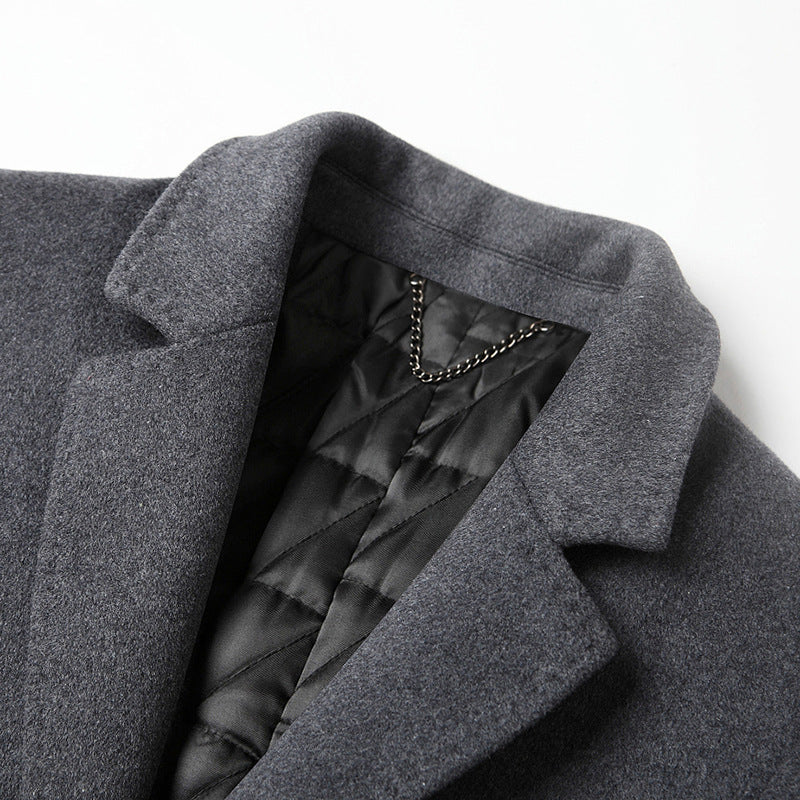 Men's classic wool blend coat with quilted thermal lining and slim silhouette Mune Fashion