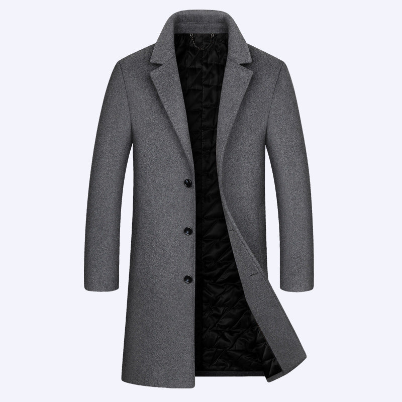 Men's Single-Breasted Wool Blend Overcoat with Quilted Thermal Inner Jacket Mune Fashion