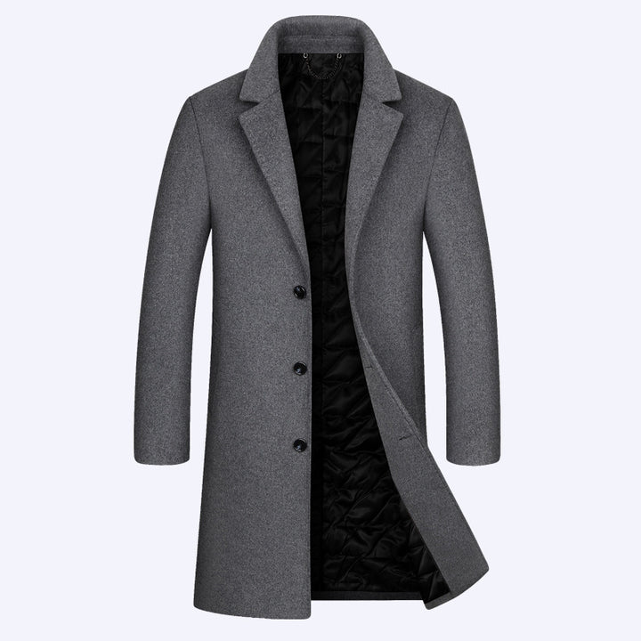 Men's Single-Breasted Wool Blend Overcoat with Quilted Thermal Inner Jacket Mune Fashion