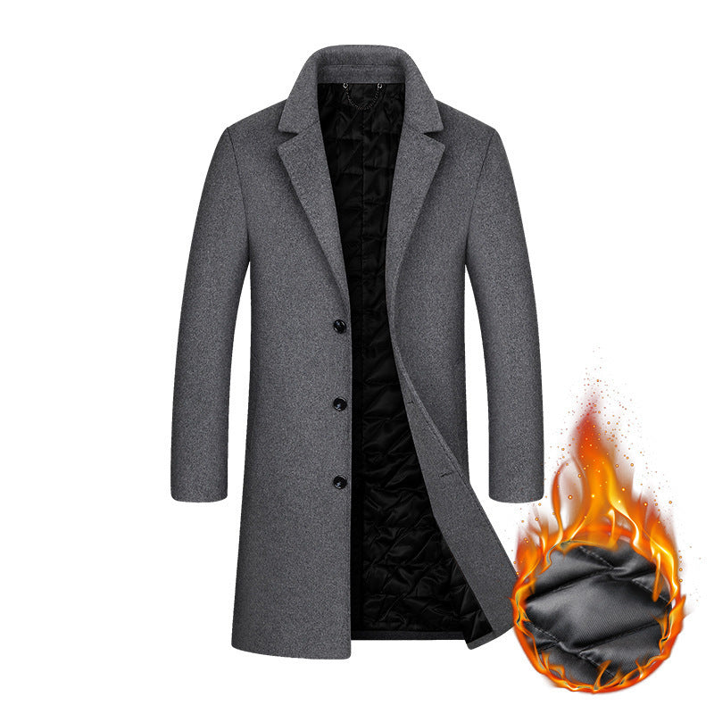 Men's classic wool blend coat with quilted thermal lining and slim silhouette Mune Fashion