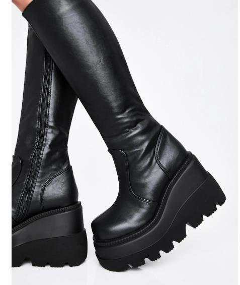 Women's Over-the-Knee Platform Boots with Chunky Lug Sole and Side Zipper Mune Fashion