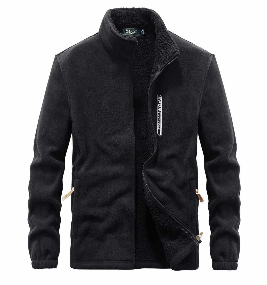 Men's fleece jacket with Sherpa lining, stand-up collar, and two-way zipper Mune Fashion