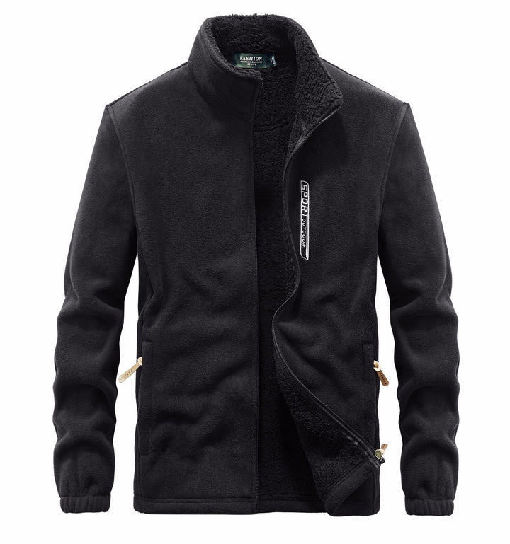 Men's fleece jacket with Sherpa lining, stand-up collar, and two-way zipper Mune Fashion