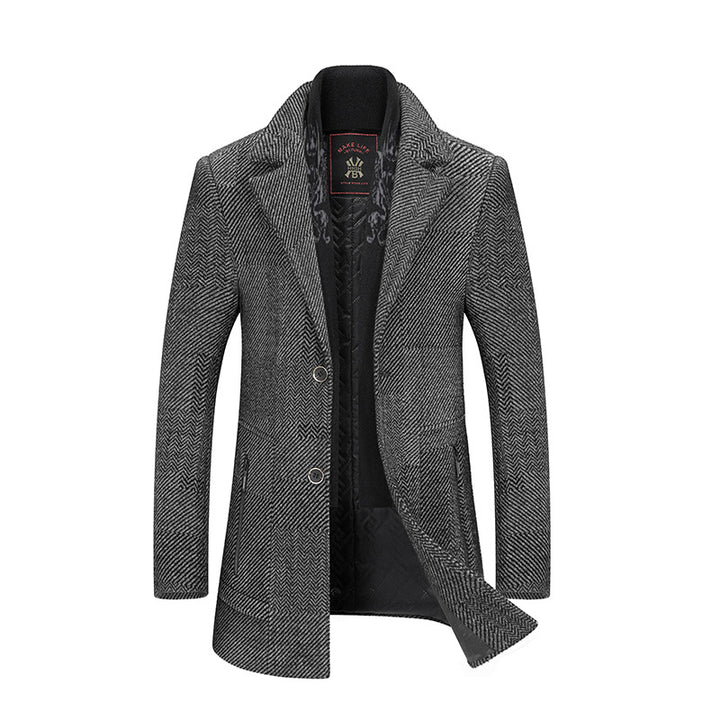 Men's short coat made of wool blend with herringbone texture and quilted inner jacket Mune Fashion