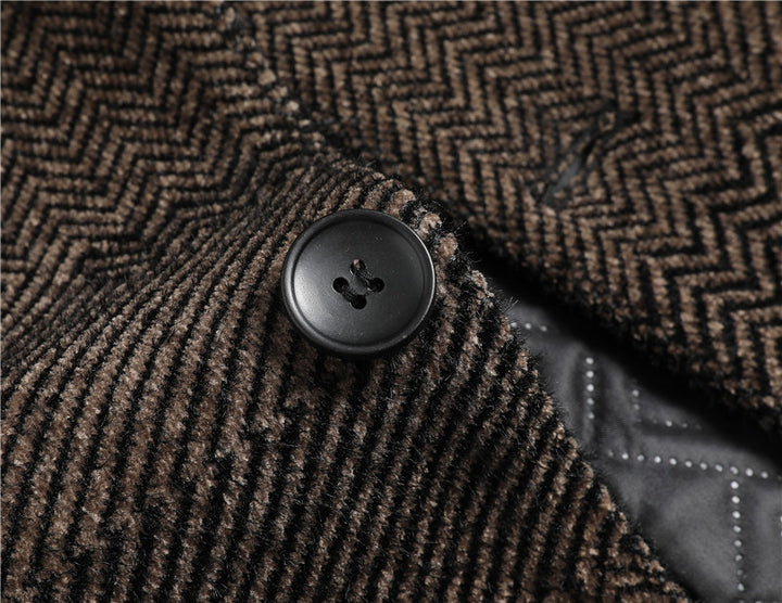 Men's short coat made of wool blend with herringbone texture and quilted inner jacket Mune Fashion