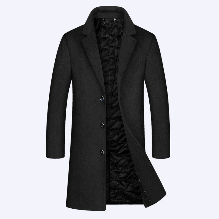 Men's classic wool blend coat with quilted thermal lining and slim silhouette Mune Fashion