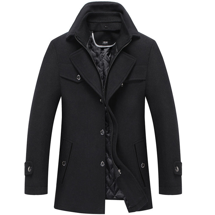 Men's tailored short coat made of wool blend with removable quilted inner jacket and concealed two-way zipper Mune Fashion