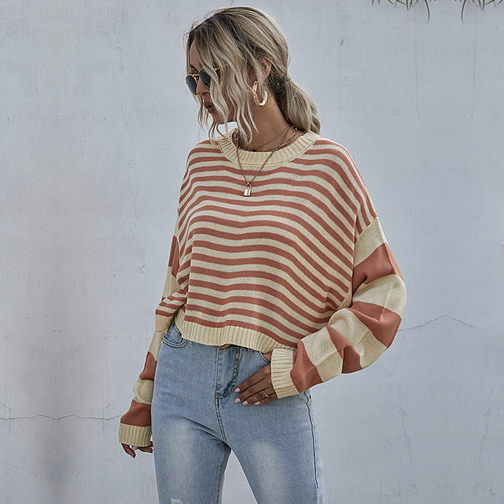 Women Casual Striped Sweater Mune Fashion