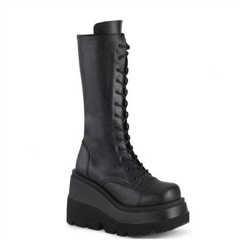 Women's Over-the-Knee Platform Boots with Chunky Lug Sole and Side Zipper Mune Fashion