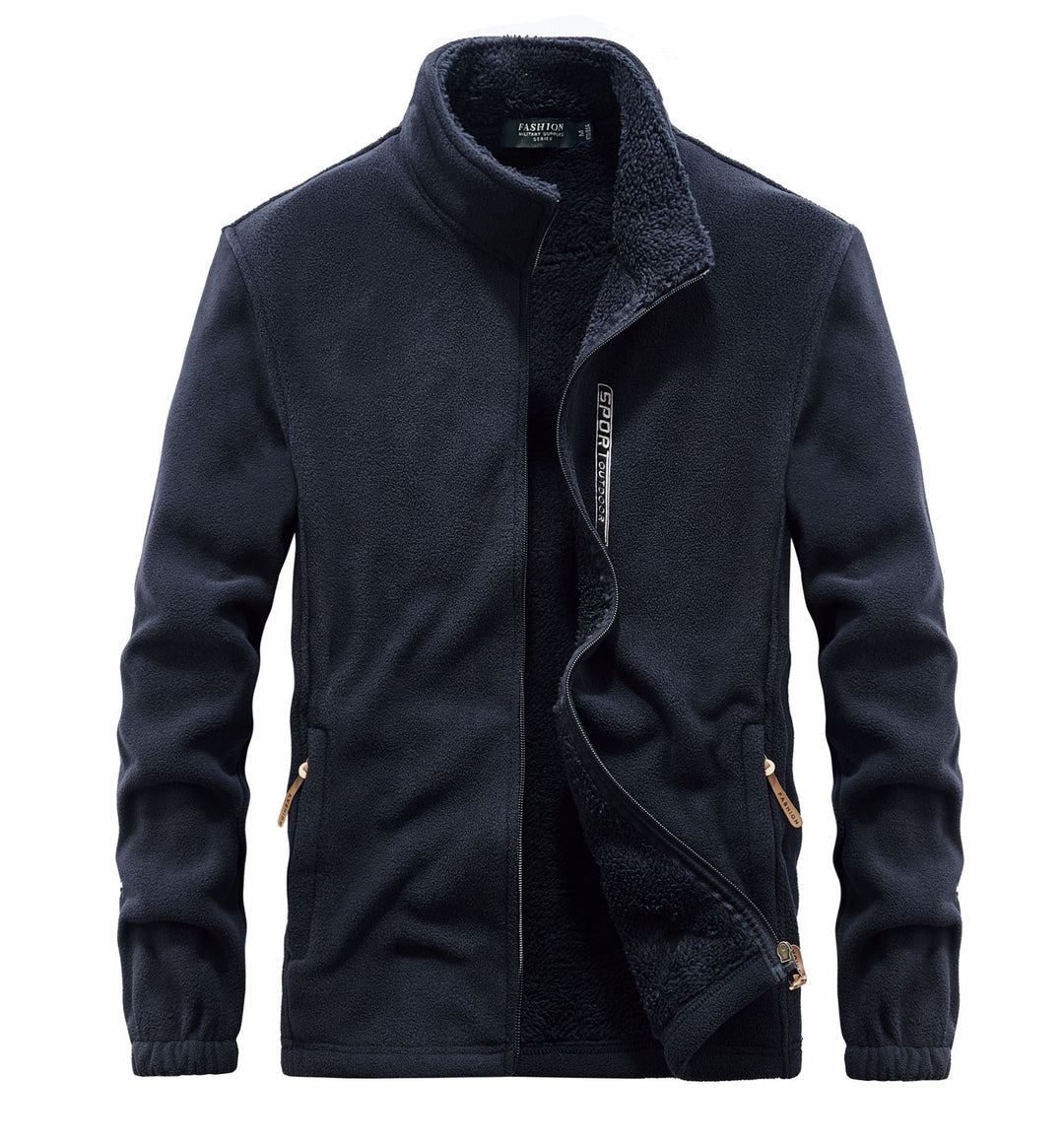 Men's fleece jacket with Sherpa lining, stand-up collar, and two-way zipper Mune Fashion