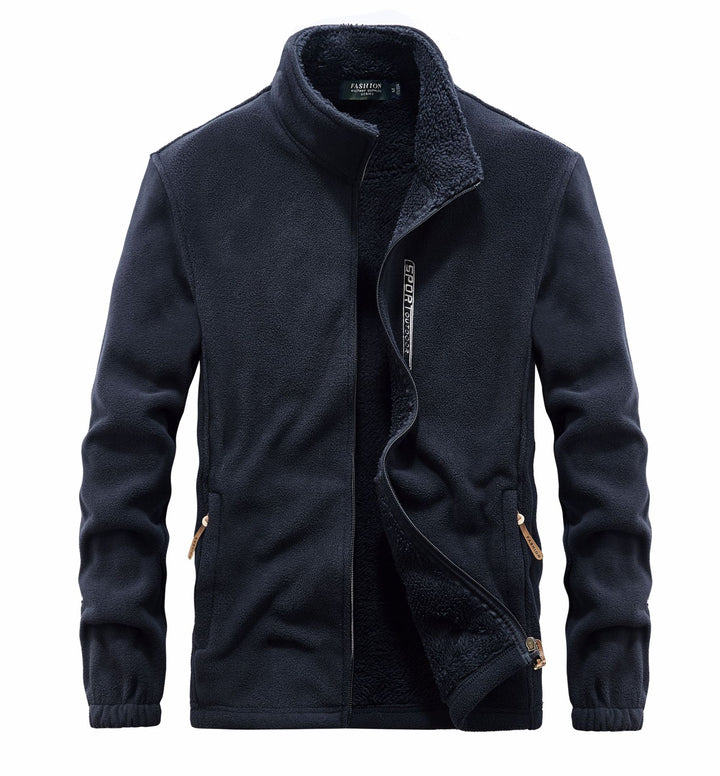 Men's fleece jacket with Sherpa lining, stand-up collar, and two-way zipper Mune Fashion