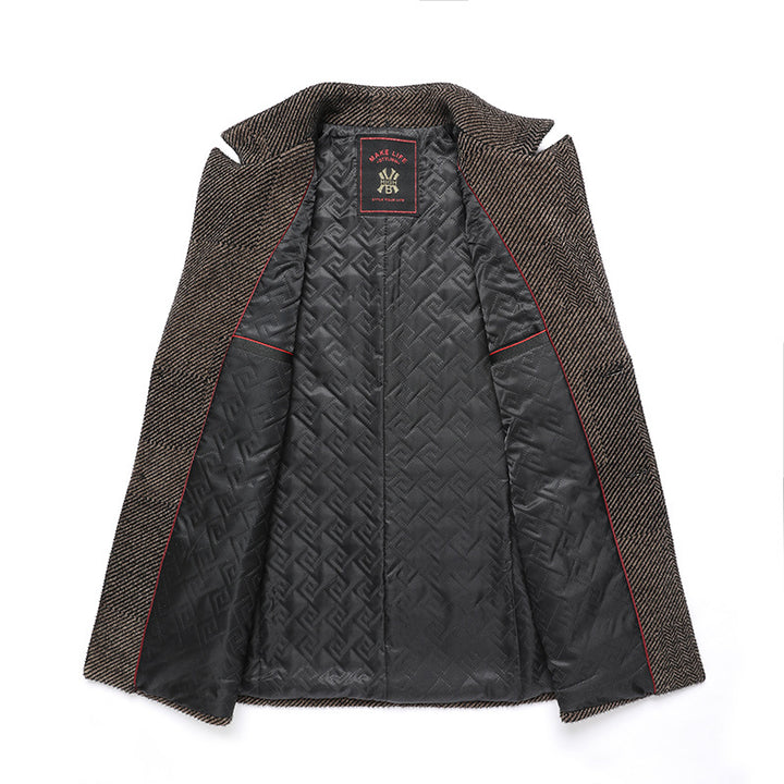 Men's short coat made of wool blend with herringbone texture and quilted inner jacket Mune Fashion