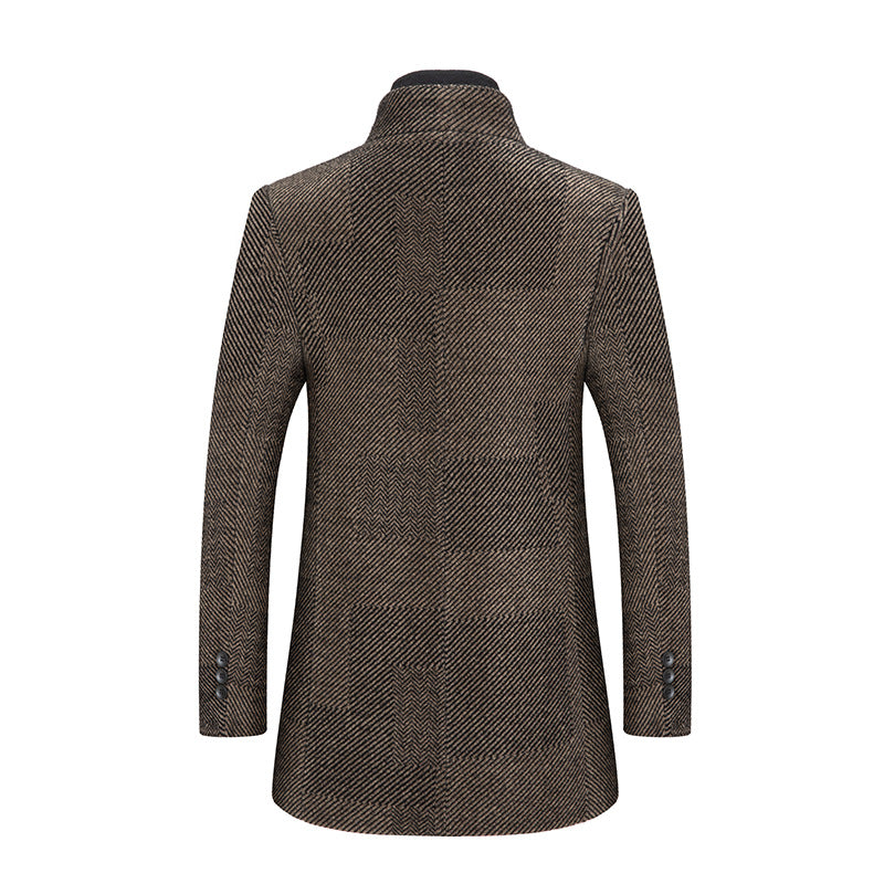 Men's short coat made of wool blend with herringbone texture and quilted inner jacket Mune Fashion