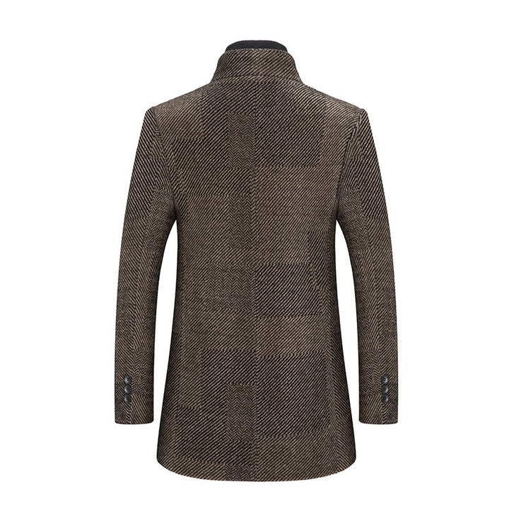 Men's Tailored Short Coat made of Wool Mix with Herringbone Structure and Quilted Lining Mune Fashion