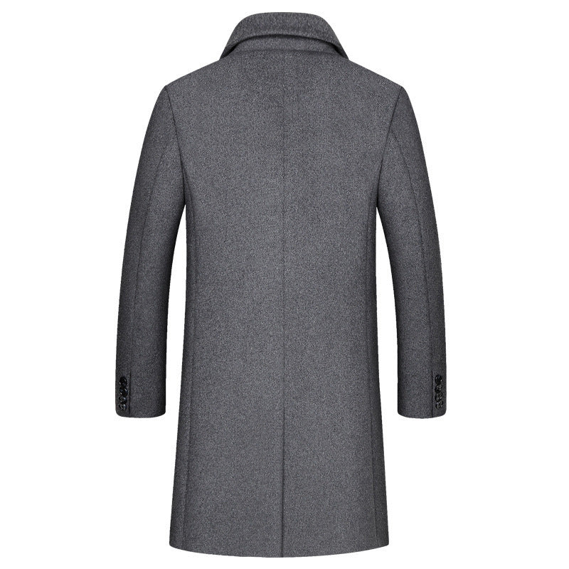 Men's Single-Breasted Wool Blend Overcoat with Quilted Thermal Inner Jacket Mune Fashion