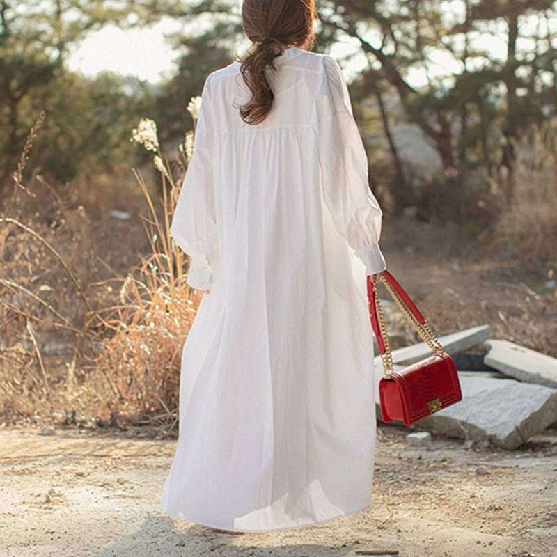Women Oversized Hoodie Dress with concealed button placket, side pockets and light drape Mune Fashion