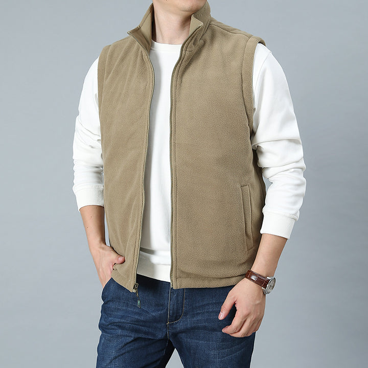 Men's Lightweight Thermo-Fleece Vest with Stand-Up Collar, Front Zipper and Side Pockets Mune Fashion