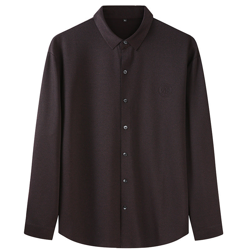 Men's Long-Sleeved Textured Business Shirt with Kent Collar and Light Stretch Mune Fashion