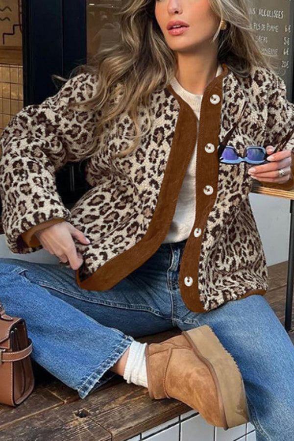 Mune | Leopard Loose Loose Cashmere Warm Jacket