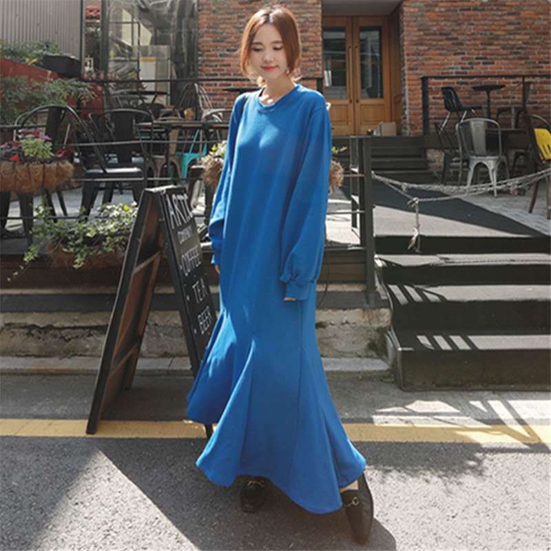 Women’s Thermo Maxi Fleece Dress with Oversize Silhouette, Round Neck and Seams Mune Fashion