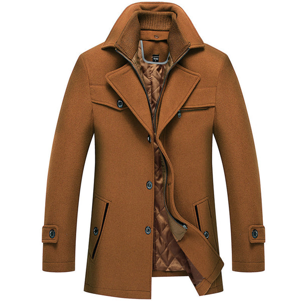 Men's Wool Blend Short Coat with Removable Quilted Inner Jacket and Concealed Two-Way Zipper Mune Fashion