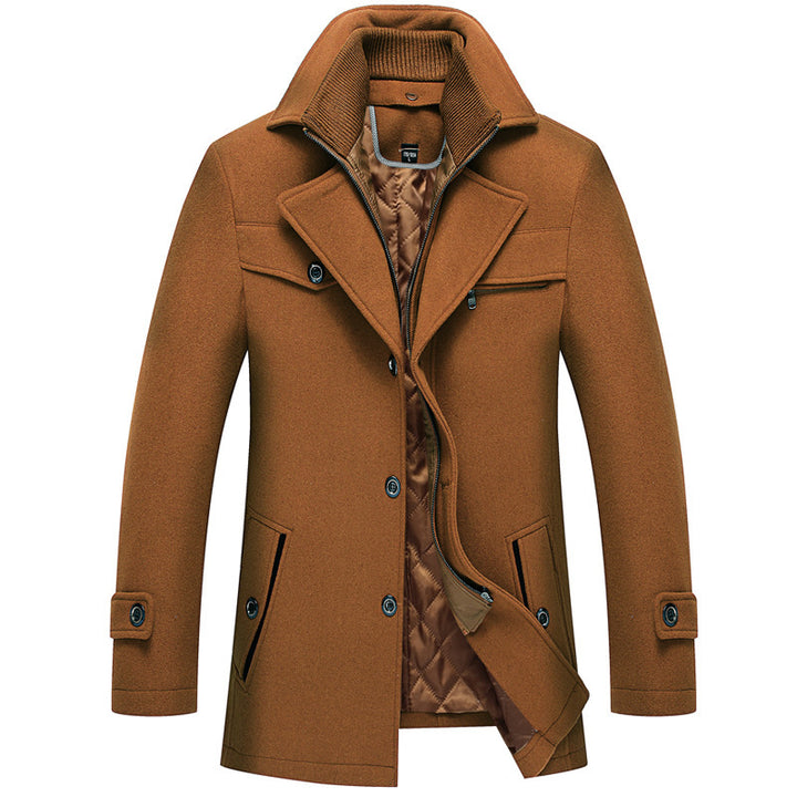 Men's tailored short coat made of wool blend with removable quilted inner jacket and concealed two-way zipper Mune Fashion