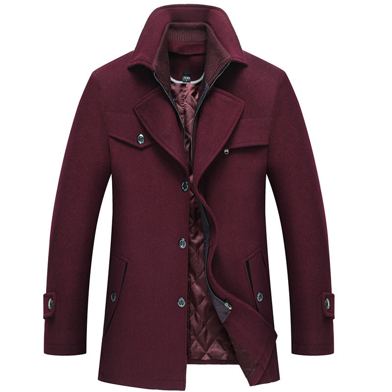 Men's tailored short coat made of wool blend with removable quilted inner jacket and concealed two-way zipper Mune Fashion