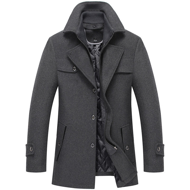 Men's Wool Blend Short Coat with Removable Quilted Inner Jacket and Concealed Two-Way Zipper Mune Fashion